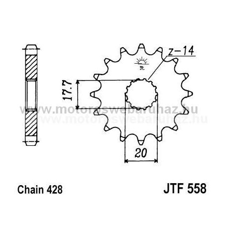 LÁNCKERÉK ELSŐ JT (JTF558) 428-as LÁNCHOZ