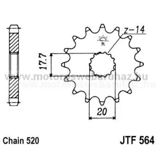LÁNCKERÉK ELSŐ JT (JTF564) 520-as LÁNCHOZ