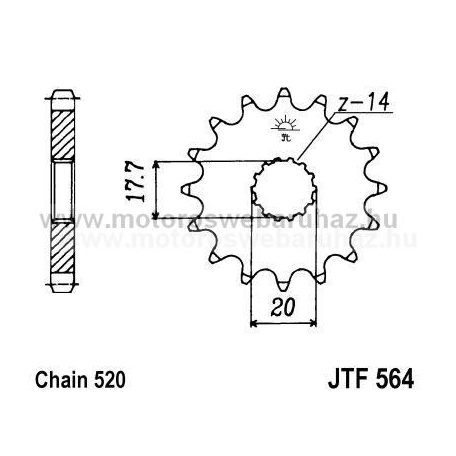 LÁNCKERÉK ELSŐ JT (JTF564) 520-as LÁNCHOZ