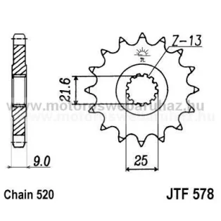 LÁNCKERÉK ELSŐ JT (JTF578) 520-as LÁNCHOZ