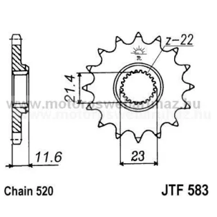 LÁNCKERÉK ELSŐ JT (JTF583) 520-as LÁNCHOZ