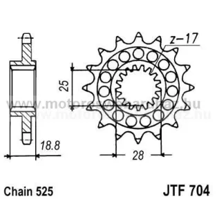 LÁNCKERÉK ELSŐ JT (JTF704) 525-ös LÁNCHOZ