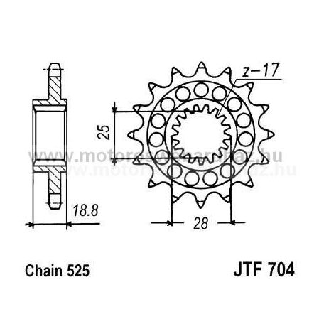 LÁNCKERÉK ELSŐ JT (JTF704) 525-ös LÁNCHOZ