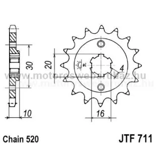 LÁNCKERÉK ELSŐ JT (JTF711) 520-as LÁNCHOZ