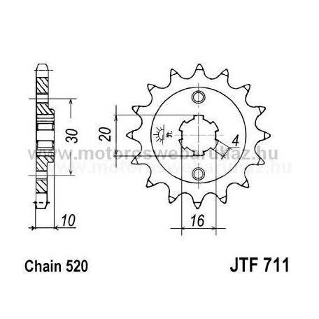 LÁNCKERÉK ELSŐ JT (JTF711) 520-as LÁNCHOZ