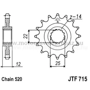 LÁNCKERÉK ELSŐ JT (JTF715) 520-as LÁNCHOZ