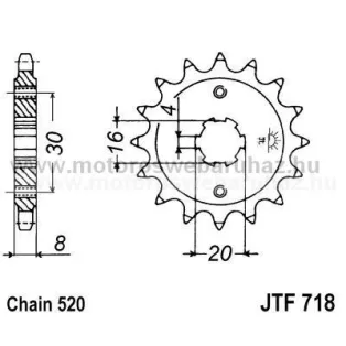 LÁNCKERÉK ELSŐ JT (JTF718) 520-as LÁNCHOZ