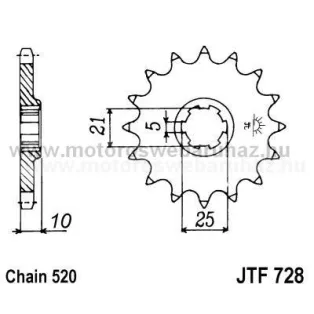 LÁNCKERÉK ELSŐ JT (JTF728) 520-as LÁNCHOZ