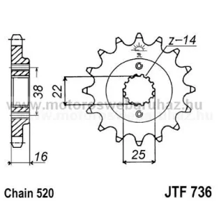 LÁNCKERÉK ELSŐ JT (JTF736) 520-as LÁNCHOZ