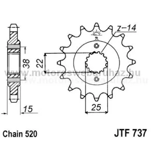 LÁNCKERÉK ELSŐ JT (JTF737) 520-as LÁNCHOZ