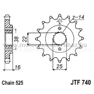LÁNCKERÉK ELSŐ JT (JTF740) 525-ös LÁNCHOZ