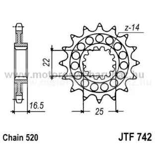 LÁNCKERÉK ELSŐ JT (JTF742) 520-as LÁNCHOZ