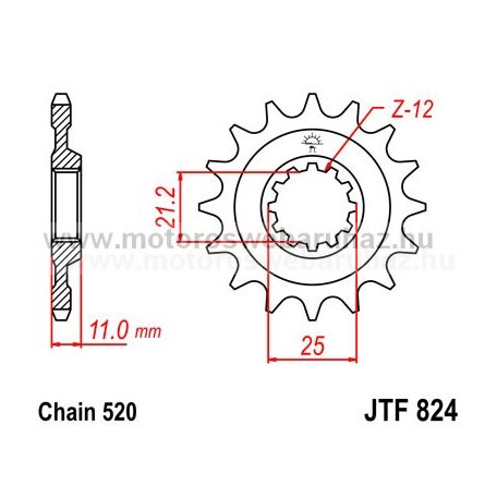 LÁNCKERÉK ELSŐ JT (JTF824) 520-as LÁNCHOZ