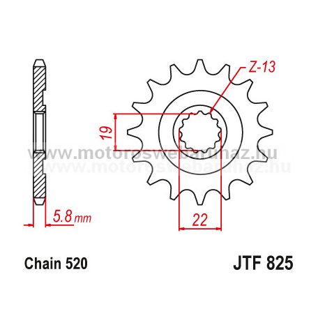 LÁNCKERÉK ELSŐ JT (JTF825) 520-as LÁNCHOZ