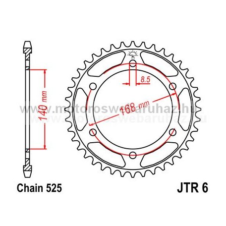 LÁNCKERÉK HÁTSÓ JT (JTR6) 525-ös LÁNCHOZ