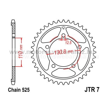 LÁNCKERÉK HÁTSÓ JT (JTR7) 525-ös LÁNCHOZ