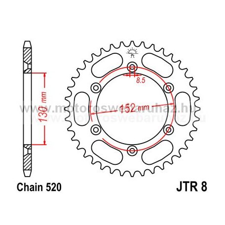 LÁNCKERÉK HÁTSÓ JT (JTR8) 520-as LÁNCHOZ