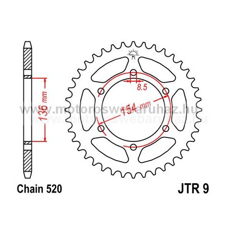 LÁNCKERÉK HÁTSÓ JT (JTR9) 520-as LÁNCHOZ