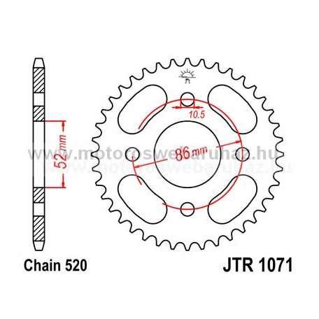 LÁNCKERÉK HÁTSÓ JT (JTR1071) 520-as LÁNCHOZ