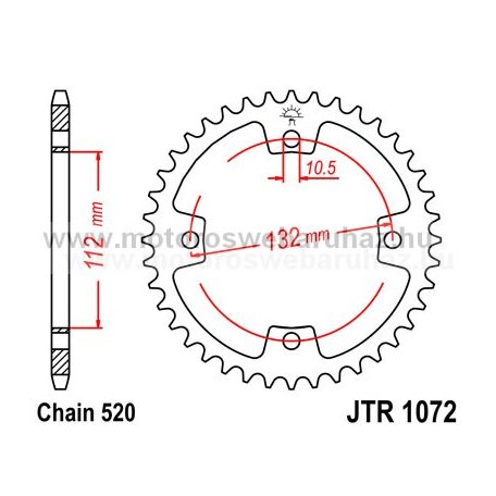 LÁNCKERÉK HÁTSÓ JT (JTR1072) 520-as LÁNCHOZ