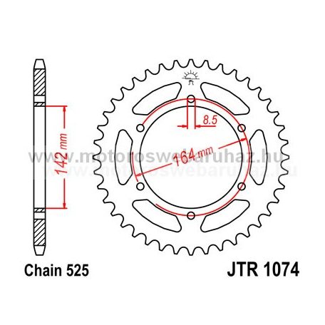 LÁNCKERÉK HÁTSÓ JT (JTR1074) 525-ös LÁNCHOZ