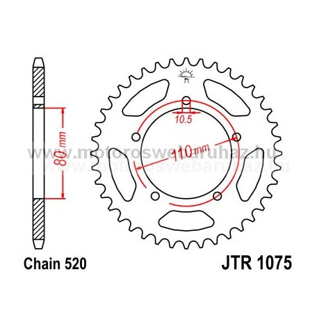 LÁNCKERÉK HÁTSÓ JT (JTR1075) 520-as LÁNCHOZ