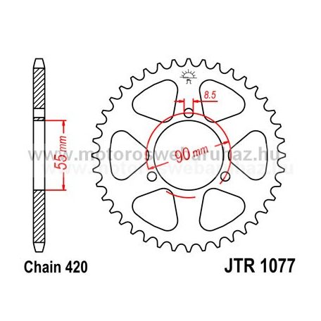 LÁNCKERÉK HÁTSÓ JT (JTR1077) 420-as LÁNCHOZ