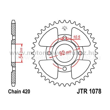 LÁNCKERÉK HÁTSÓ JT (JTR1078) 420-as LÁNCHOZ