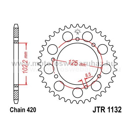 LÁNCKERÉK HÁTSÓ JT (JTR1132) 420-as LÁNCHOZ