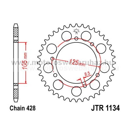 LÁNCKERÉK HÁTSÓ JT (JTR1134) 428-as LÁNCHOZ