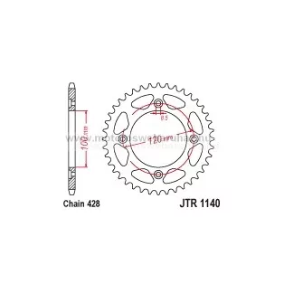 LÁNCKERÉK HÁTSÓ JT (JTR1140) 428-as LÁNCHOZ