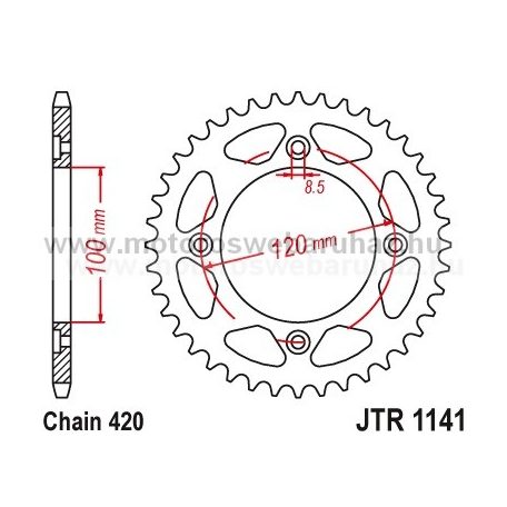 LÁNCKERÉK HÁTSÓ JT (JTR1141) 428-as LÁNCHOZ