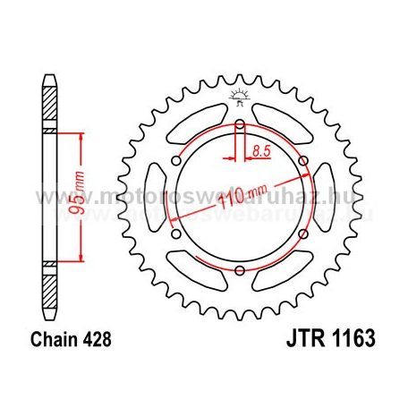 LÁNCKERÉK HÁTSÓ JT (JTR1163) 428-as LÁNCHOZ