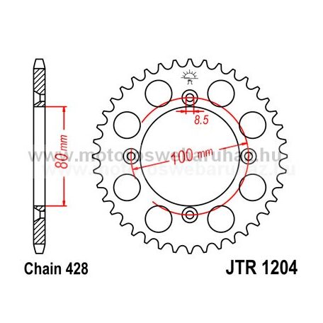 LÁNCKERÉK HÁTSÓ JT (JTR1204) 428-as LÁNCHOZ