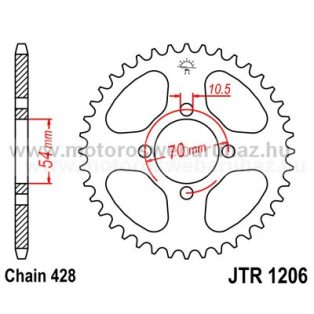 LÁNCKERÉK HÁTSÓ JT (JTR1206) 428-as LÁNCHOZ