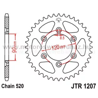 LÁNCKERÉK HÁTSÓ JT (JTR1207) 520-as LÁNCHOZ