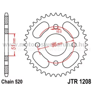 LÁNCKERÉK HÁTSÓ JT (JTR1208) 520-as LÁNCHOZ