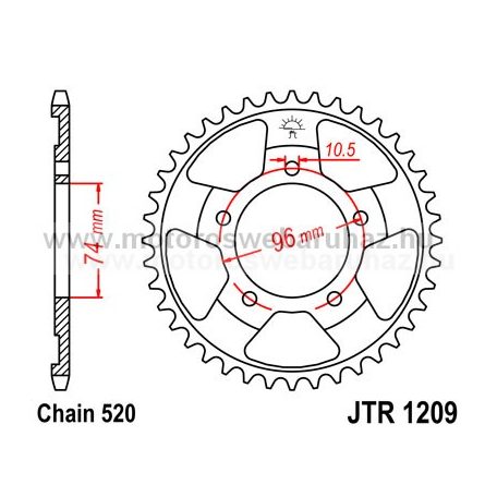 LÁNCKERÉK HÁTSÓ JT (JTR1209) 520-as LÁNCHOZ