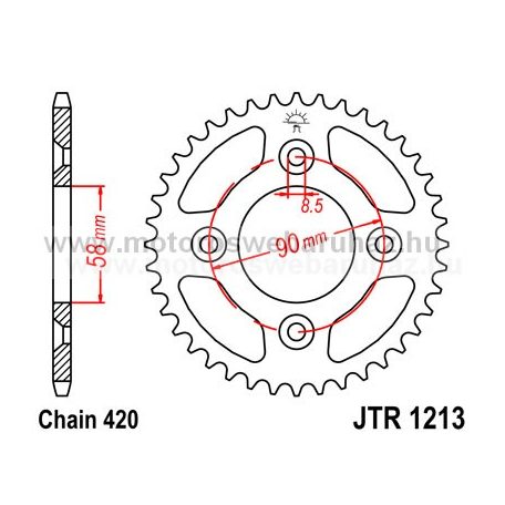 LÁNCKERÉK HÁTSÓ JT (JTR1213) 420-as LÁNCHOZ