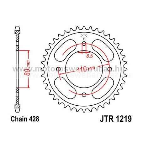 LÁNCKERÉK HÁTSÓ JT (JTR1219) 428-as LÁNCHOZ