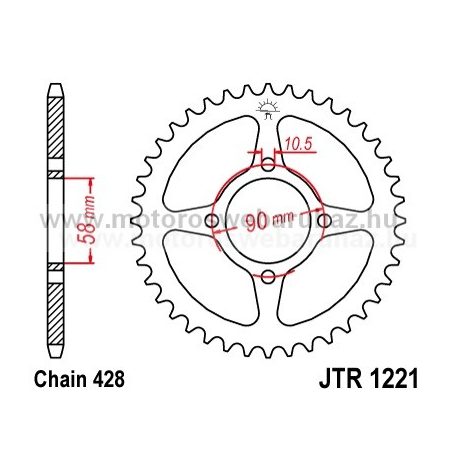 LÁNCKERÉK HÁTSÓ JT (JTR1221) 428-as LÁNCHOZ