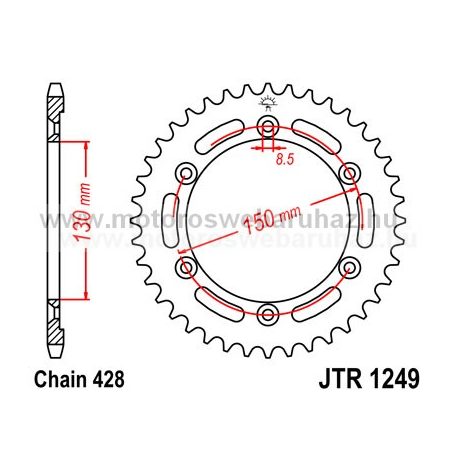 LÁNCKERÉK HÁTSÓ JT (JTR1249) 428-as LÁNCHOZ