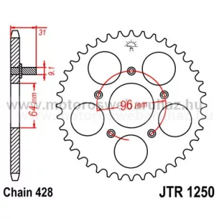 LÁNCKERÉK HÁTSÓ JT (JTR1250) 428-as LÁNCHOZ