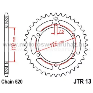 LÁNCKERÉK HÁTSÓ JT (JTR13) 520-as LÁNCHOZ