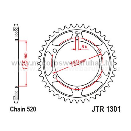 LÁNCKERÉK HÁTSÓ JT (JTR1301) 520-as LÁNCHOZ 