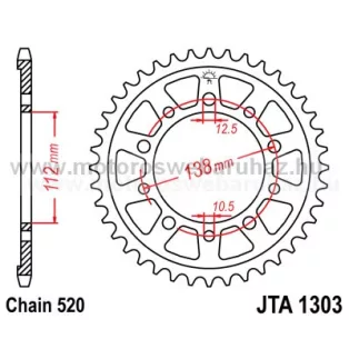 LÁNCKERÉK HÁTSÓ ALU JT (JTA1303) 520-as LÁNCHOZ FEKETE