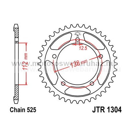 LÁNCKERÉK HÁTSÓ JT (JTR1304) 525-ös LÁNCHOZ