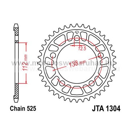 LÁNCKERÉK HÁTSÓ ALU JT (JTA1304) 525-ös LÁNCHOZ