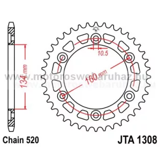 LÁNCKERÉK HÁTSÓ ALU JT (JTA1308) 520-aS LÁNCHOZ FEKETE