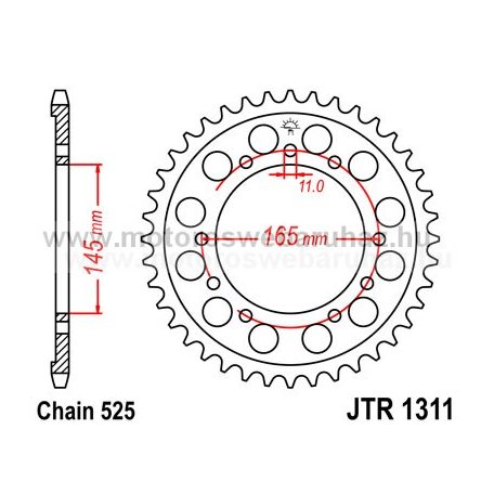 LÁNCKERÉK HÁTSÓ JT (JTR1311) 525-ös LÁNCHOZ